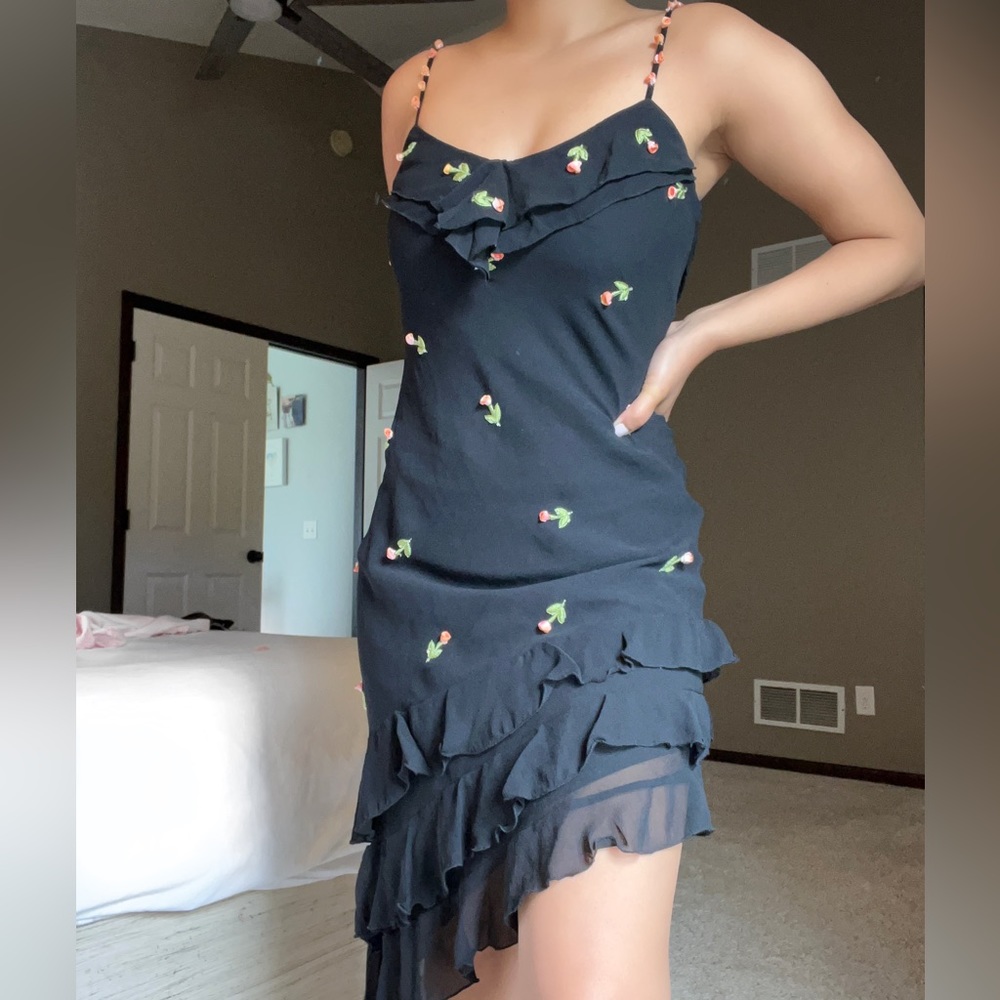 Vintage Floral Silk Flouncy Dress by Sue Wong